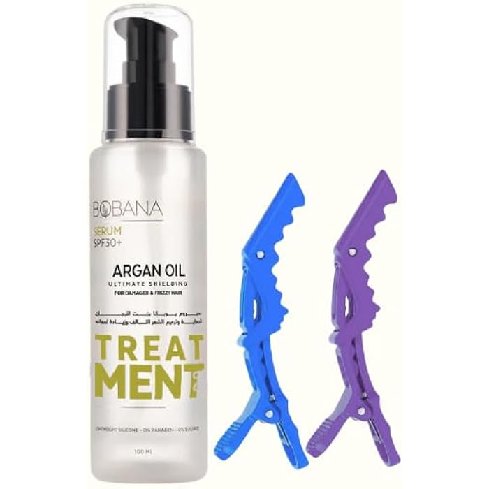 Bobana Hair Serum with Argan Oil SPF30 Protection, 100 ml, with 2 Hair Clips, Multicolor - Image 4